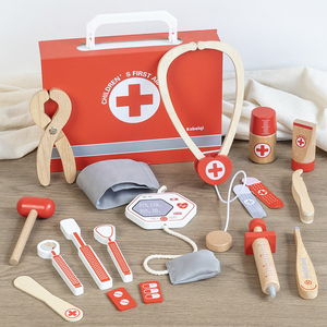 Kit de docteur en <span class=keywords><strong>bois</strong></span> pour jeu d'imitation - Ensemble de jouets médicaux pour enfants avec stéthoscope - Accessoires de clinique pour jeu de rô<span class=keywords><strong>le</strong></span> - Cadeau éducatif pour tout-petits - Product Image 1