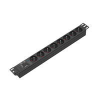 Bloc de distribution d'alimentation (PDU) 19 pouces 1U pour montage en rack, type français 8 voies, en alliage d'aluminium, avec protection contre les surtensions et fonction Hot-Swap