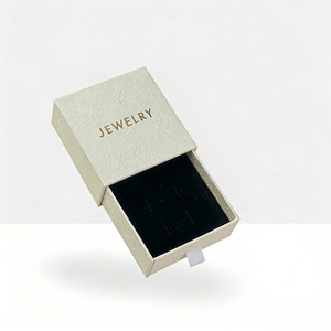 Solid Color Square Paper Jewelry <b>Box</b> with Velvet Lining Drawer Design for <b>Earrings</b> & Rings Packaging Customizable Logo - Product Image 6