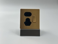 Saklar Lampu Dinding Mewah Modern Bahan Kuningan, 1 Gang, Panel Baja Anti Karat, Stopkontak Listrik untuk Rumah