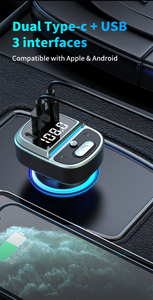 Reproductor MP3 Bluetooth para Auto, Cargador Rápido para Auto con Doble USB-C, Kit de Manos Libres, Transmisor FM Inalámbrico, <span class=keywords><strong>Modulador</strong></span> para Auto - Product Image 6