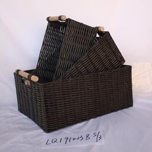 Cesta de almacenamiento rectangular moderna Resina de plástico PP para organizar - Product Image 2