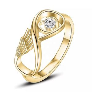 Ali d'angelo nastro galleggiante cuore anello di diamanti per commemora la persona amata cremazione cenere titolare urna funebre gioielli ricordo - Product Image 2