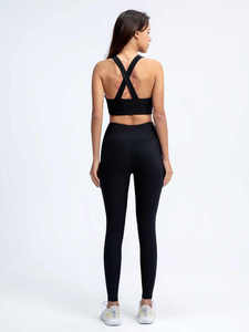 Miễn Phí Mẫu 2 Mảnh Đặt Tập Thể Dục Quần Áo Phụ Nữ Áo Ngực Thể Thao Chéo Trở Lại Chạy Xà Cạp Phòng Tập Thể Dục Quần Áo Thể Thao Liền Mạch Yoga Bộ - Product Image 6