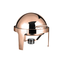Chauffe-Plat Électrique de Luxe en Acier Inoxydable 6L 9L avec Couvercle Roulant, Plaqué Or Rose, Ensemble Buffet Haut de Gamme pour Traiteur
