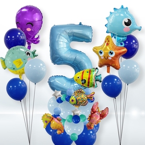 Kit de décoration de ballons sur le thème des créatures marines, ballons en forme de pieuvre, animaux marins, ensemble pour fête d'anniversaire d'enfants - Product Image 3