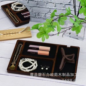 Wooden Desktop <b>Storage</b> <b>Tray</b> Rectangle Multi Compartment Jewelry Watch Glasses Organizer Tabletop Mount Solid Color A25911 - Product Image 1