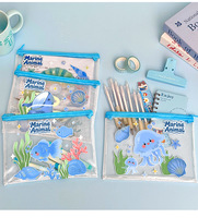 Bolsa de Archivo de PVC Tamaño A5 con Estampado de Animales Marinos de Dibujos Animados para Estudiantes, Venta al Por Mayor