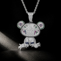 Collier pour homme Hip Hop en laiton avec pendentif grenouille entièrement pavé de zircons colorés, style Iced Out, bijoux tendance européens, vente en gros