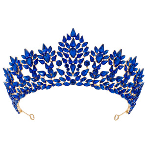 Vente en gros de postiche couronne de mariée baroque en alliage cristal accessoires de mariage diadème rouge bleu vert rose pour les mariages de reconstitution historique - Product Image 3