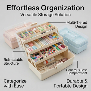 Contenedor Organizador Moderno Multifuncional de Plástico Colorido con Tapa Duradera, Asa y Cierre, Apilable, Tamaño Mediano - Product Image 3