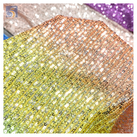 Tissu à sequins dégradé arc-en-ciel imprimé numérique 2024 maille rayure broderie paillettes tissu à paillettes