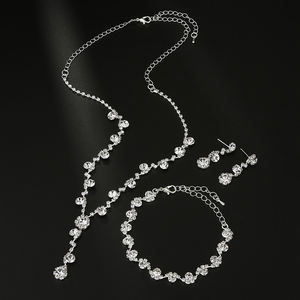 G2612 Wholesale Ensemble <span class=keywords><strong>De</strong></span> Bijoux Rhinestone Necklace Earring Bracelet Bridal Jewelry Set Women Wedding Fashion Jewelry Sets - Product Image 3