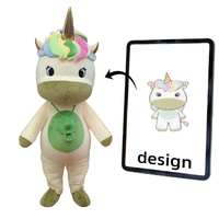 Costume de mascotte licorne de dessin animé personnalisé, combinaison intégrale en peluche douce, design personnalisé, tenue de créature fantastique, événement de parc à thème, adultes