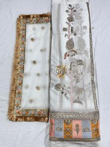 Tela crepé superventas para bodas, cuentas de encaje bordadas naturales puras, estampado de posición crepé, trama de punto de poliéster importada - Product Image 5