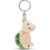 Porte-clés tortue en peluche avec design trèfle à quatre feuilles 3D, style dessin animé, 5 cm