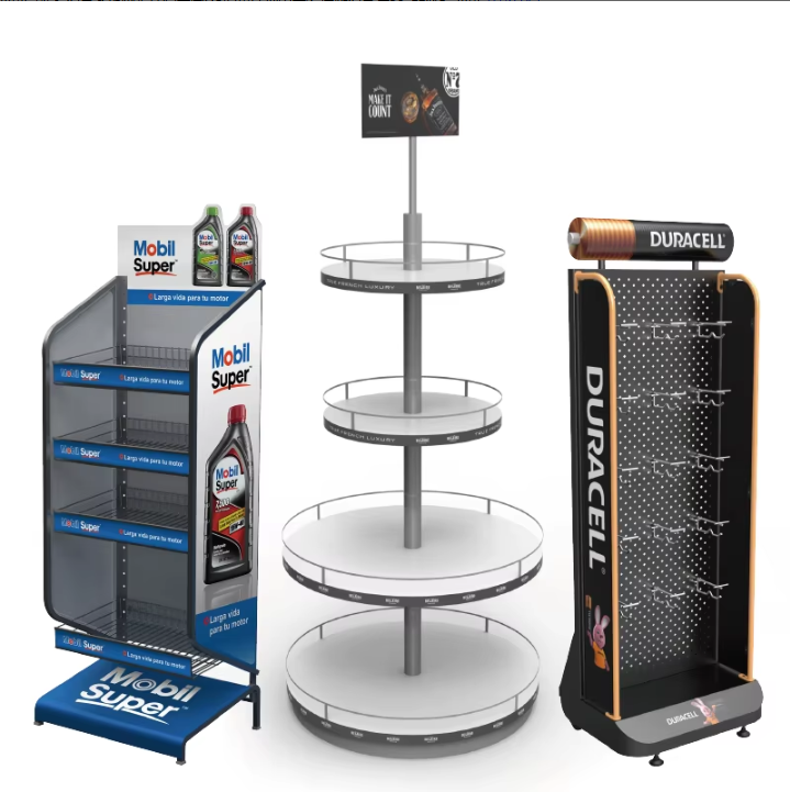 Apache Custom Pegboard Floor Display Stand Metal Rack for Point of Sale Retail Stores, Supermarkets and Hardware Showrooms