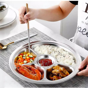 Stainless Steel Divided Dinner Plate Round 304 Food Grade For Kindergarten Student Cafeteria Fast Food Use - Product Image 3