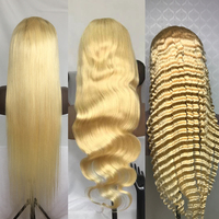 Perruque Full Lace Wig naturelle 613, cheveux humains, blond miel platine ombré, Body Wave