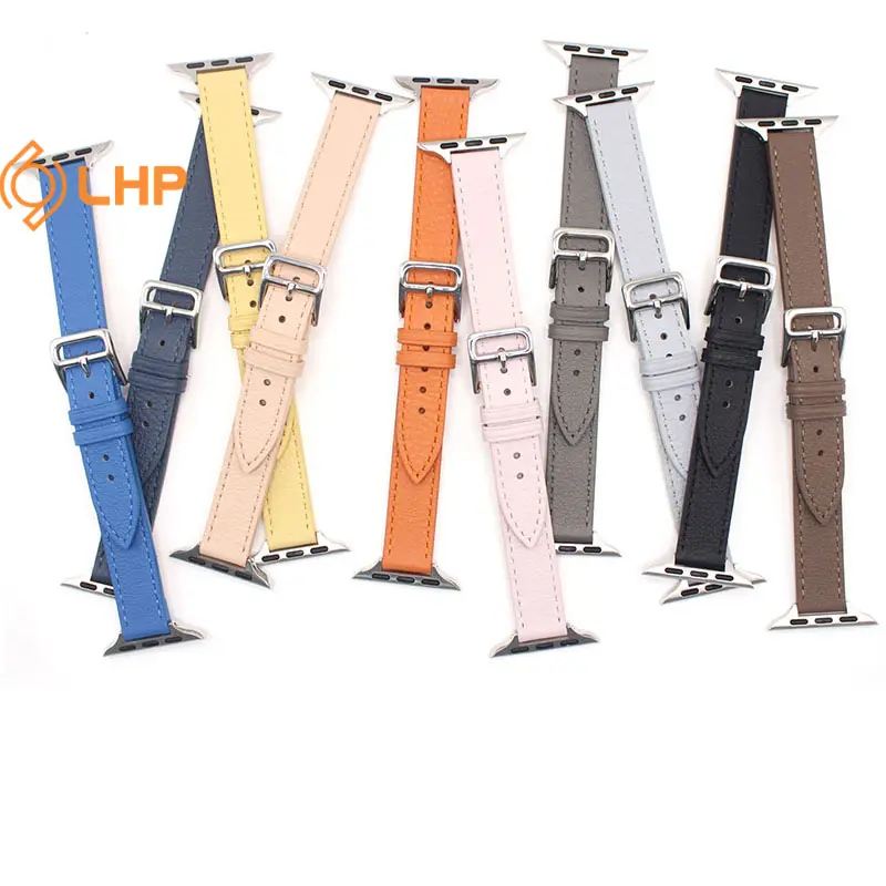 Applicable to iWatch iWatch series 87654 watch strap Italian leather strap Korean fashion popular Apple leather strap