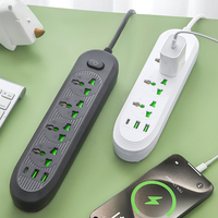 Multiprise DENIXI 2500W haute puissance 10A 220V avec interrupteur, interface USB, câble de 2 mètres, multiprise universelle