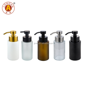 Produits chinois, flacons <span class=keywords><strong>de</strong></span> lotion en <span class=keywords><strong>verre</strong></span> givré <span class=keywords><strong>de</strong></span> luxe personnalisés, pompe à lotion dorée et flacons pour le lavage des mains, usine en Chine - Product Image 2