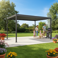 Pergola bioclimatique en acier à lames orientables manuelles 3x4M, entièrement en fer, imperméable, mobilier d'extérieur moderne, gazebo, patio