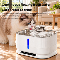Fontaine à eau pour chat à faible bruit, moins de 28 dB, distributeur d'eau sans fil pour animaux de compagnie de 3,5 L avec détection de mouvement et indicateur LED