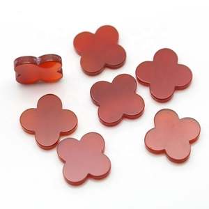 Piedra preciosa de ágata roja natural, cabujones de trébol de cuatro hojas, piedra semipreciosa colgante, piedra preciosa suelta para hacer pendientes para mujer - Product Image 6