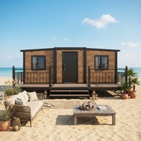 Maison pliable de luxe à double aile extensible, insonorisée et économe en énergie, pour projets d'hôtels et de glamping côtiers