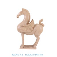 RZLN13-B-L fait à la main Vintage vert en céramique cheval & Pegasus Sculpture Art déco Design cheval volant avec des ailes Figurine