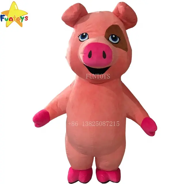 Funtoys Rosa inflable cerdo dibujos animados mascota disfraz felpa anime comercial Halloween traje Cosplay Navidad canival para adultos