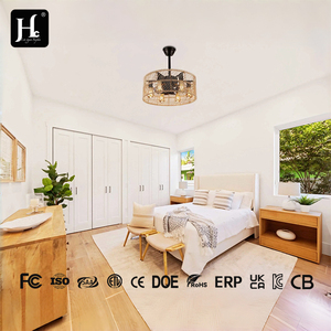 20-inch Chinese-style hemp rope ceiling fan light with rattan shade – hand-woven lamp for home and hotel décor - Product Image 3