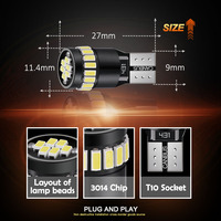 JiaChi 100PCS Super Bright W5W T10 Led Bulb Canbus Light 194 168 501 pour lampe de plaque d'immatriculation Blanc Jaune Rouge Bleu 12v Fog Light