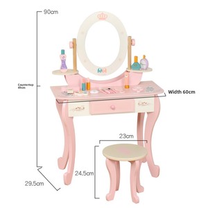 Mesa de Maquillaje de Madera <span class=keywords><strong>para</strong></span> Niñas, Casa de Juegos, Cosméticos Artificiales, Joyería de Escritorio, Regalo de <span class=keywords><strong>Cumpleaños</strong></span>, Juguetes de Belleza y Moda - Product Image 2