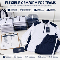 Survêtement d'entraînement de football personnalisé à manches longues avec fermeture éclair quart de tour, blanc et bleu marine, uniforme d'équipe sublimé, OEM ODM, faible MOQ, vente en gros