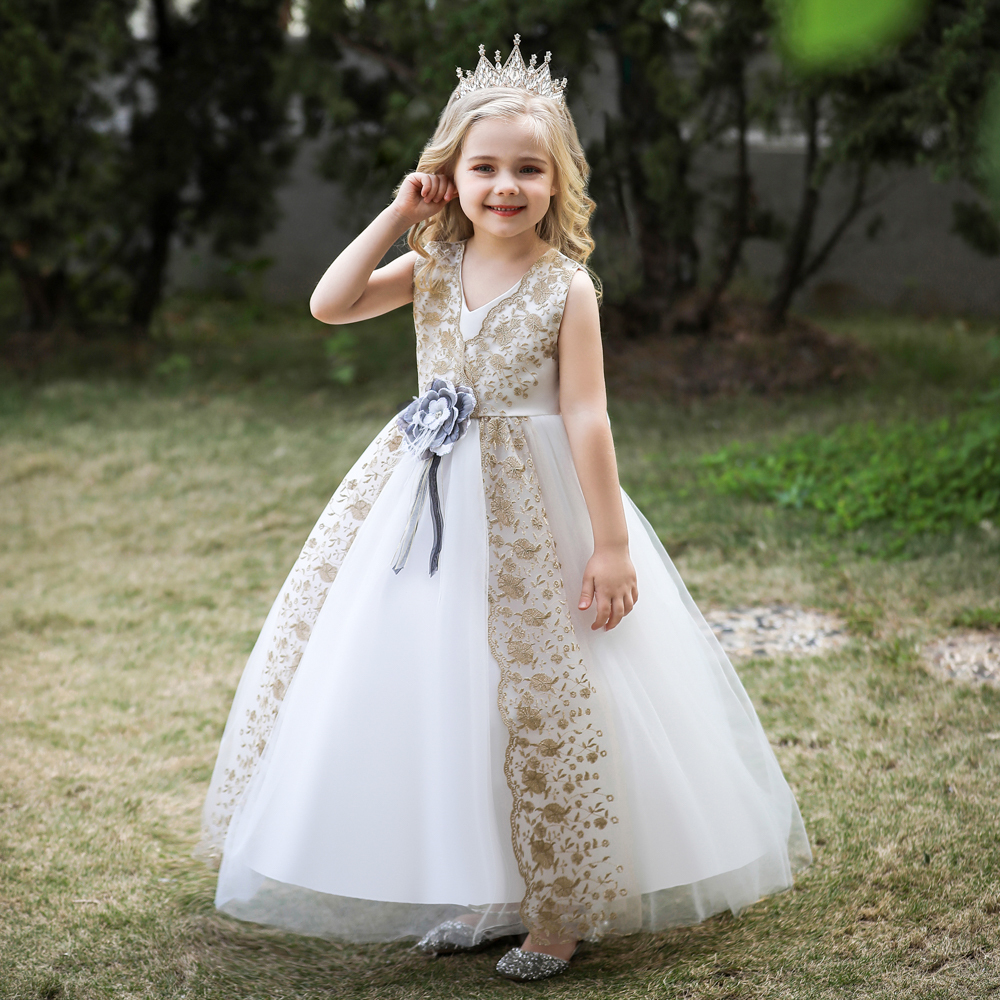 Fashion Frock Girls Long Wedding Party 