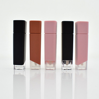 Tube de gloss à lèvres mat, contenant cosmétique en plastique pour rouge à lèvres, 5 ml, bouchon à vis, logo personnalisé, rose, brun, vente en gros