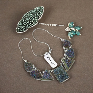 ART PALACE Collier pendentif en pierre gemme Druzy, serti clos, unisexe, design fabuleux, bijoux fins faits à la main en argent sterling 925 - Product Image 1