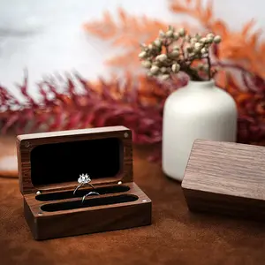 Обручение свадебной церемонии кольцо коробка двойное кольцо Ювелирная деревянная коробка для пары романтический подарочный пакет