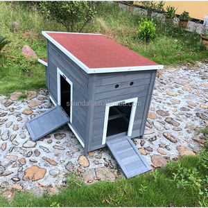SDC007-T Eco-Friendly Wooden Villa Style <b>Pet</b> House for Chickens Quadrate Shape Print Pattern Horizontal Sliding Closure - Product Image 4