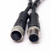 Câble d'aviation M12 à 6 broches, code C, mâle vers femelle, connecteur droit à souder, double extrémité avec 0,5 m AWG22