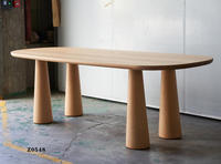 Table à manger en bois de style nordique, design en bois massif, bois ciré blanc Wabi-sabi, bureau ovale moderne et minimaliste