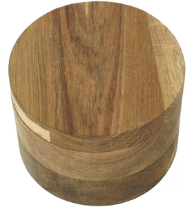 Contenitore in Legno <span class=keywords><strong>di</strong></span> Acacia per <span class=keywords><strong>Sale</strong></span>, Spezie o Condimenti, Scatola Rotonda per Conservazione - Product Image 2