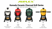 Barbecue Kamado XXL Auplex Série Premium Luxe Moderne 23,5 pouces en Acier Inoxydable avec Chariot et Grille à Charbon Réglable Électronique