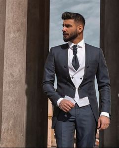 Nueva llegada de los hombres traje Slim Fit 3 pieza traje de hombre esmoquin novio estilo trajes de baile de graduación fiesta Blazer Terno chaqueta + pantalón + chaleco