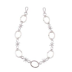 Cadena de cintura circular de una sola capa con púas de aleación de zinc, estilo hip hop, accesorio casual para mezclilla, color blanco K - Product Image 5