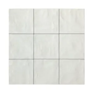 Bathroom Kitchen Backsplash High Glossy Glazed White Small 120x120mm Square Handmade Ceramic Wall Tiles