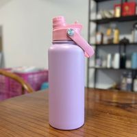 Bouteilles d'eau personnalisées avec logo, 24 oz et 32 oz, revêtement UV, avec bec verseur et couvercles à paille, en acier inoxydable à double paroi isolé sous vide