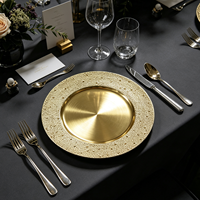 Assiette de Présentation Wojia 13 pouces en Plastique Doré Électroplaqué à Texture Granulée – Luxe Moderne pour Banquets et Traiteurs